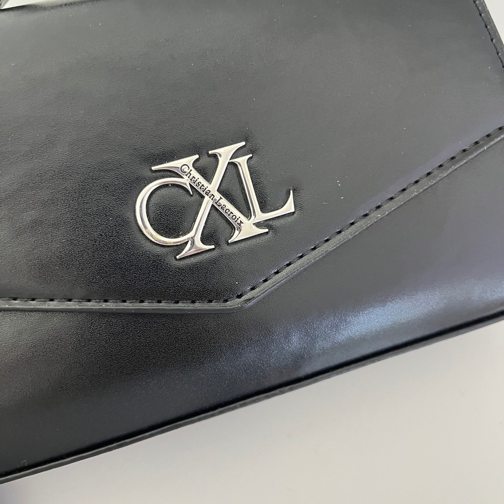 CXL Christian Lacroix Crossbody Bag Women's Small Black Laine Matte Patent - Picture 3 of 6